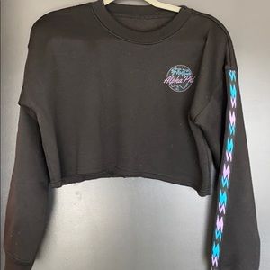 Black alpha phi cropped crew neck
